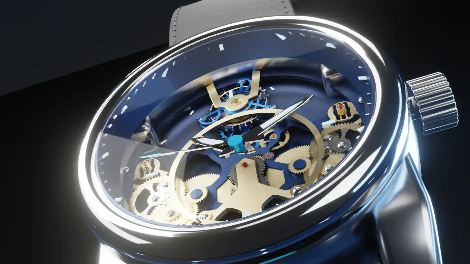 El reloj completo en tres cuartos