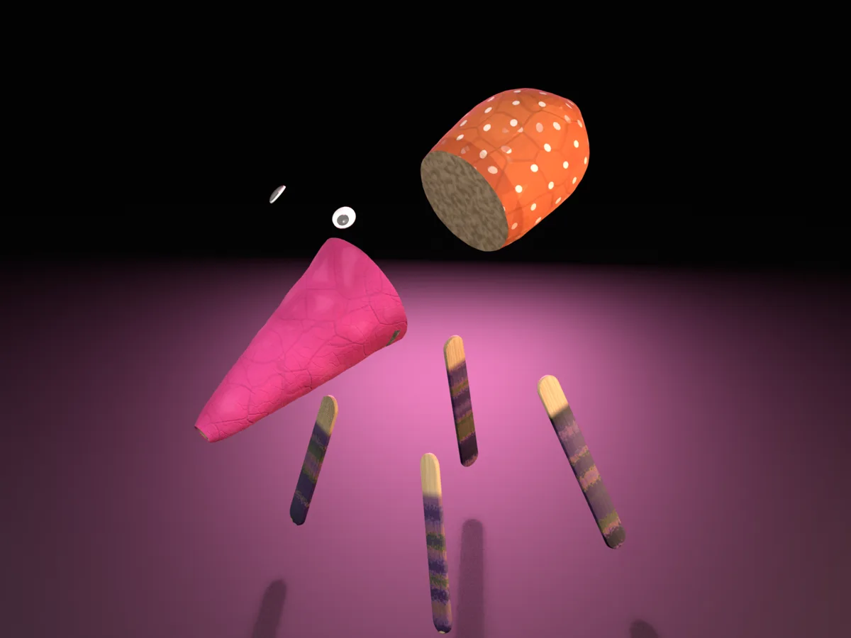 Render del despiece de la figura